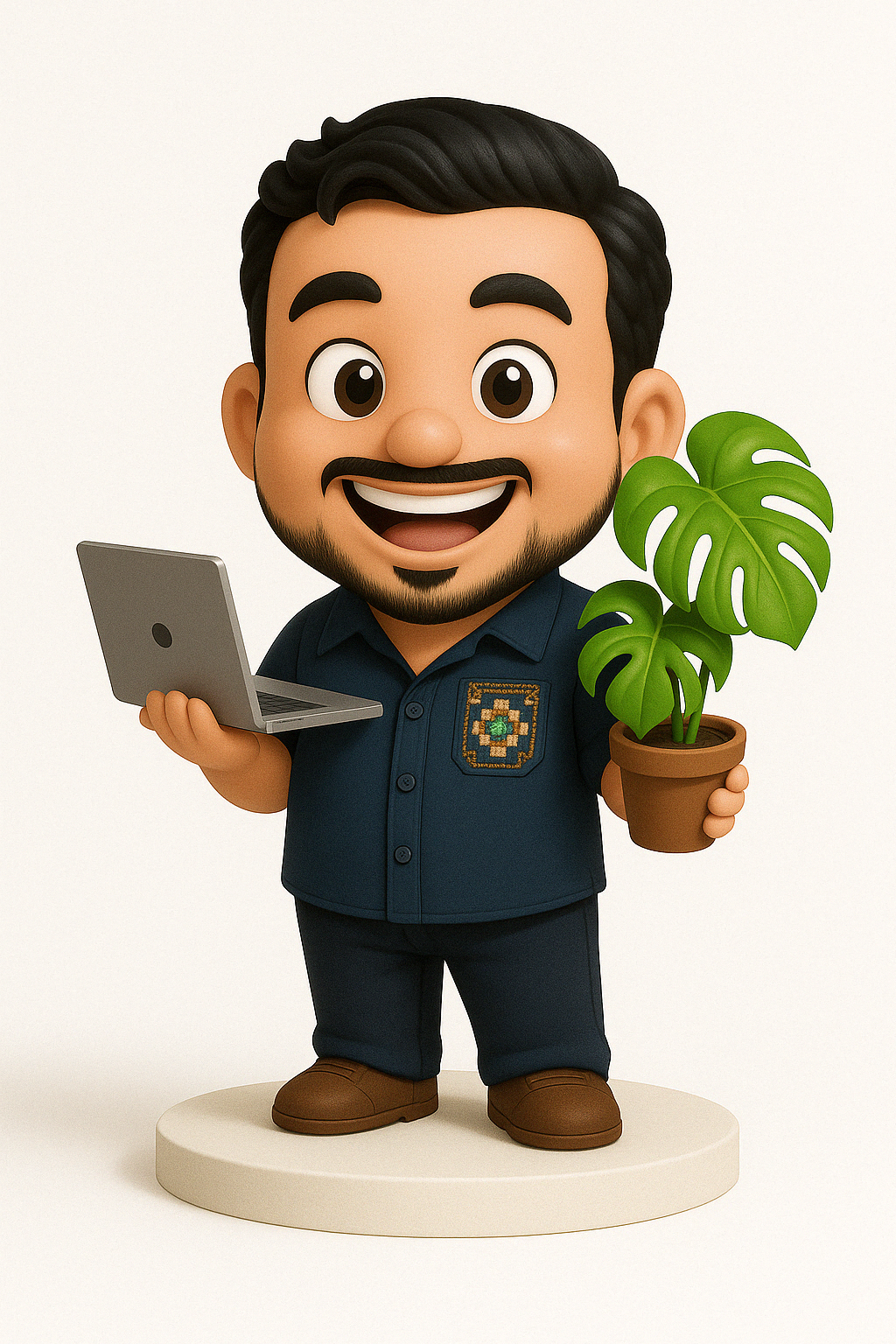Eduardo con una planta